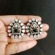 Handmade Brass Metal Jewellery Green Kundan Stud Earrings